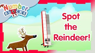 Numberblocks Spot the reindeer 🦌✨ Challenge 1  Merry Christmas  Learn to Count [upl. by Tterrej]