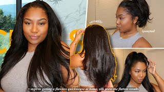 VERSATILE QUICKWEAVE INSTALL WITH KINKY STRAIGHT HAIR BEST FLAT NATURAL RESULTS curlymehair [upl. by Rebecka]