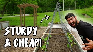 DIY TRELLIS for CUCUMBERS in a RAISED GARDEN BED [upl. by Namrehs]