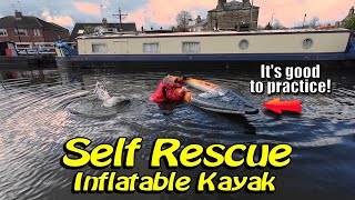 Self Rescue Inflatable Kayak  ReEntry Test Practice  Aquaglide Deschutes [upl. by Balliol]