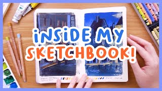 Sketchbook Tour My mixed media sketchbook flip through 🎨 [upl. by Ameerak]