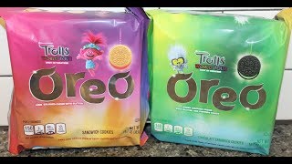 Trolls World Tour Oreo Cookies Pink with Glitter and Green with Glitter amp Popping Candy Review [upl. by Aihsenad474]