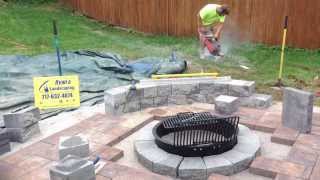 Cutting Nicolock 6quot Colonial Wall Block for Seating Wall in Hanover Pa Ryans Landscaping [upl. by Mossolb72]