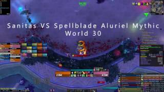 Sanitas VS Spellblade Aluriel Mythic World 12 Resto Druid PoV [upl. by Arualana77]