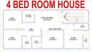 HOUSE PLAN DESIGN  EP 41  1000 SQUARE FEET 4 BEDROOMS HOUSE PLAN  LAYOUT PLAN [upl. by Cairns24]