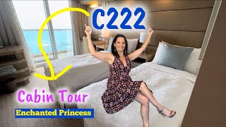 FULL CABIN TOUR  BALCONY CABIN  ENCHANTED PRINCESS C222 [upl. by Esmerolda552]