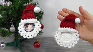 Portarretrato Navideño de Santa Claus TEJIDO A CROCHET [upl. by Rexer]