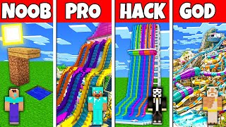 Minecraft Battle NOOB vs PRO vs HACKER vs GOD WATER PARK BUILD CHALLENGE in Minecraft [upl. by Broida]