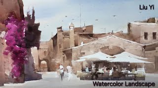 Liu Yi Watercolor Landscape  Time Lapse [upl. by Azarria]