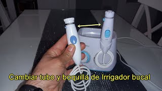 Cambiar sustituir goma o manguera de boquilla de irrigador bucal o dental [upl. by Nwahsauq807]