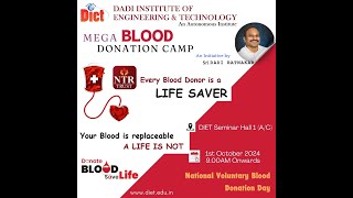 Mega Blood Donation CampDIET1st Oct 2024 [upl. by Noemad]