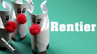 Anleitung Rentier Basteln Papprolle mit Bommel Nase DIY Craft Instruction Reindeer With Pompom Nose [upl. by Siladnerb766]