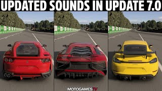 Forza Motorsport 2023  Updated Cars Sounds in Update 70 Ferrari Lamborghini Porsche [upl. by Aikaj104]