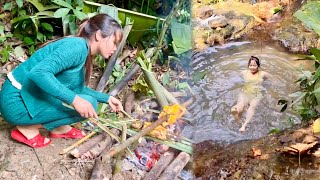 Full video girl camping bamboo shelter found in nature [upl. by Leonor298]