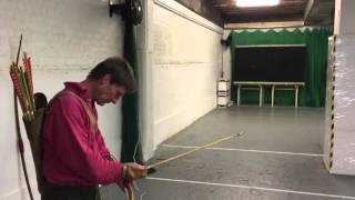 Simon Stanley shooting 150lb yew warbow at The Longbow Shop [upl. by Ogram]