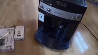 Delonghi superautomatic espresso coffee machine ESAM 3000 Magnifica unboxing and instruction [upl. by Yrohcaz]