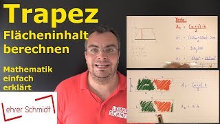 Trapez  Flächeninhalt berechnen  Mathematik  einfach erklärt  Lehrerschmidt [upl. by Georgina633]