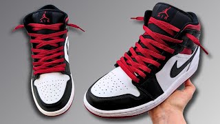 HOW TO LACE NIKE AIR JORDAN 1 MID Best Way [upl. by Zitvaa]