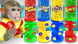 BiBi Monkey challenges with Yummy Candy Dispenser Vending Machine  COA Animal [upl. by Pantheas]