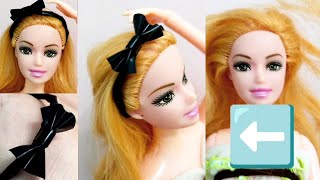 صنع طوق لشعر باربي DIY miniature doll mini headband making a barbie hairband [upl. by Eelinnej289]