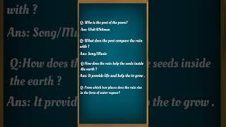 The Voice of the rain class 11th Important question and answerThe voice of the rain class 11 cbse [upl. by Fredericka]