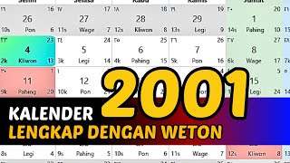 KALENDER 2001 LENGKAP DENGAN WETON [upl. by Varney859]