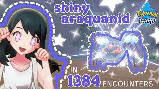 ♡ SHINY ARAQUANID in 1384 soft resets Pokemon Sword ♡ [upl. by Asilak]