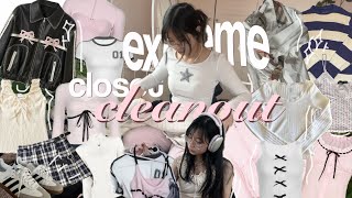 🩰 EXTREME CLOSET CLEANOUT MAKEOVER  TOUR 🎧🎀 organization decluttering aesthetic coquette｡˚♡ [upl. by Casimir]