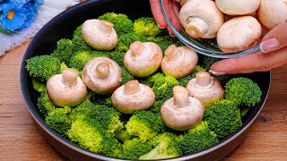 I cook this broccoli 3 times a week Recipe for broccoli and mushrooms in a frying pan Delicious [upl. by Trescha]