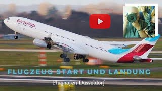 Plane takeoff and plane landing at Dusseldorf Airport [upl. by Arrais]