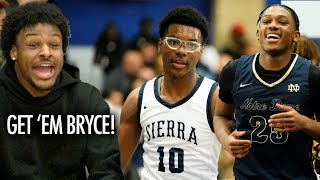 Bronny James Reacts to Bryce James Biggest Game Sierra Canyon vs Notre Dame Wild Finish [upl. by Wesla392]