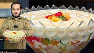 Fruit Custard Trifle  Perfect 1 litter milk custard [upl. by Yhpos]