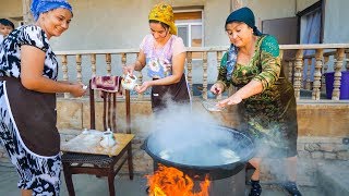 TRADITIONAL FOOD IN UZBEKISTAN  Unforgettable Family Meal in Khiva [upl. by Talie]