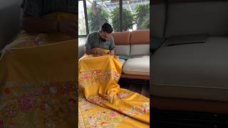 Lehenga Making Process  Yellow color Embroidery work Designer Lehenga choli for haldi Function [upl. by Ahseiyt]