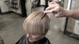 SHORT ASYMMETRICAL HAIRCUT based on round and triangular layers  haircut tutorial [upl. by Vrablik]