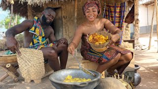 Frying PLANTAIN CHIPS for the children in the Village  African Village Life [upl. by Auj]