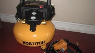 Review Bostitch Portable Pancake Compressor 6gal 150psi [upl. by Freeman]