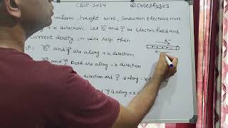 In a uniform straight wire conduction electrons move along  x direction Let E and j be the [upl. by Diba652]