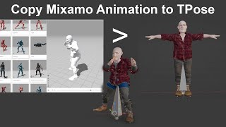 Copy Mixamo Animation to TPoseOldman Model  Blender [upl. by Leirum]