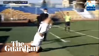 Somersault throwin goal in Persian football match [upl. by Germin]