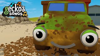 Truck Muddy Madness  5 Little Dumper Trucks  Nursery Rhymes amp Kids Songs  Geckos Garage [upl. by Intosh426]