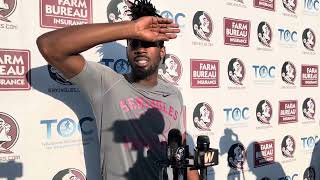 FSU football  Kentron Poitier on his spring WR speed and DJU [upl. by Ynnaf434]