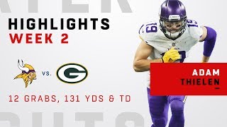 Adam Thielens 12 Catches 131 Yards amp TD vs Green Bay [upl. by Aimac424]