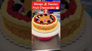 Mango 🥭 Passion Fruit Cheesecake  cake mangocheesecake cakeshorts party cakedecorating [upl. by Soll]