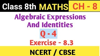 Exercise 83 Q4  Algebraic Expressions And Identities  Class 8th maths  Chapter 8  NCERTCBSE [upl. by Reifel]