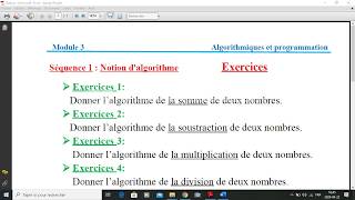 Exercice 1et 5notion d algorithme [upl. by Ardekahs]