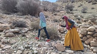 Two girls are alone in the mountains looking for firewood and water to the spring [upl. by Ardnazil411]