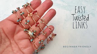 DIY Wire Jewelry Ideas For Beginners  How To Make Beaded Chain Links [upl. by Ecarg732]