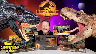 Jurassic World Dominion Dinosaur Toy Action Figures TRex amp Indoraptor Toy Review AdventureFun [upl. by Hgielhsa]