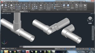 Cara membuat Pipa T 3dimensi AutoCAD [upl. by Dow25]